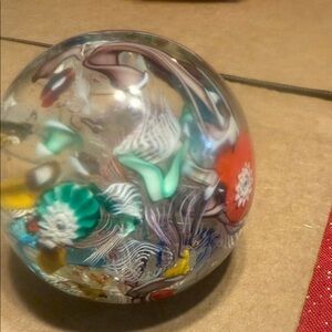 Artisan Glass Sphere with Multicolor Swirls